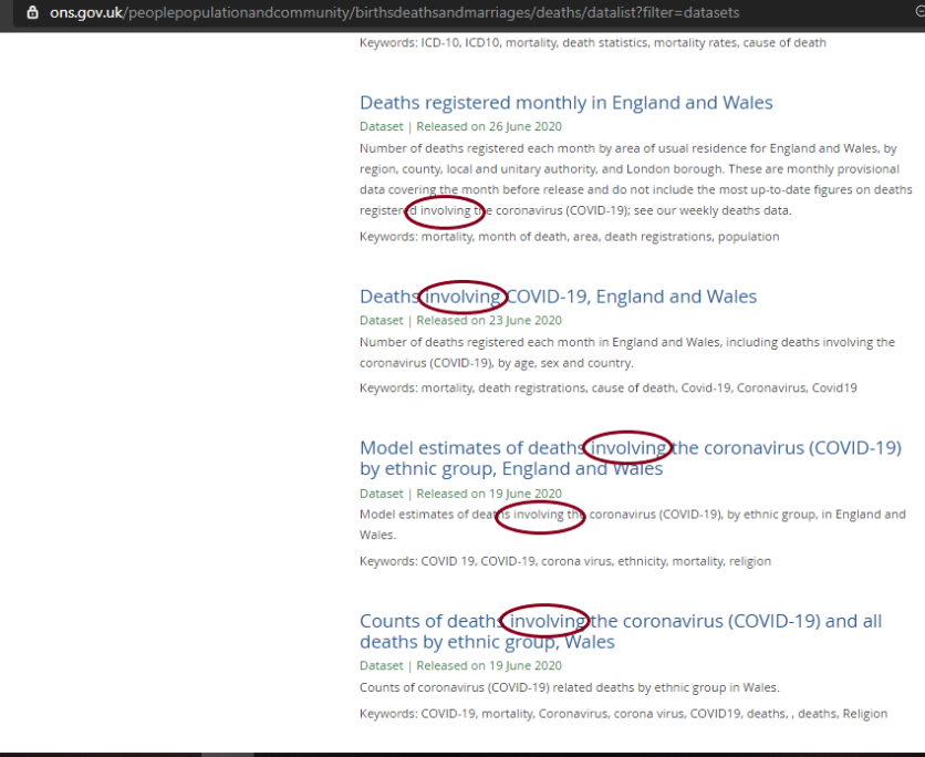 Cases Involving Corona ONS Screen Shot