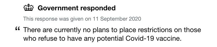 UK Government Response to Petition