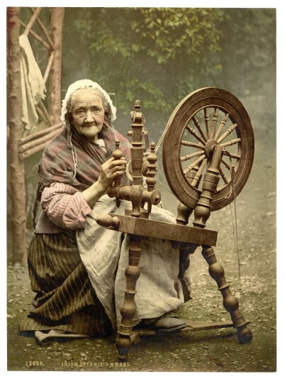 woman with spinning wheel