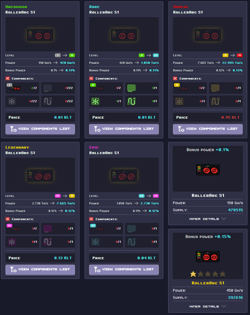 RollerCoin - Crypto miner upgrade system