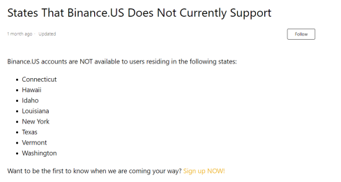 Binance States