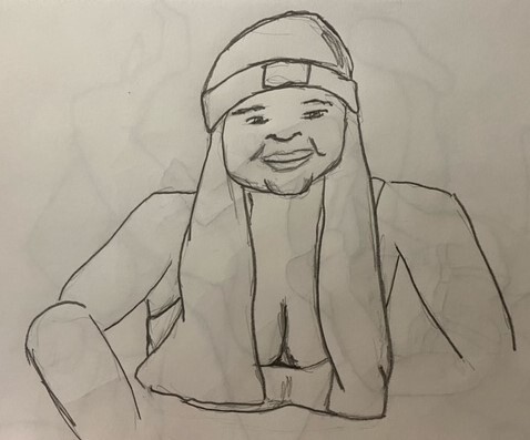 Kennedy, smiling - 5-minute timed pencil sketch