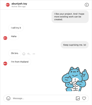 First contact on Instagram with the author