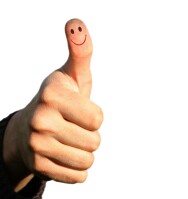 thumbs up with smiley face