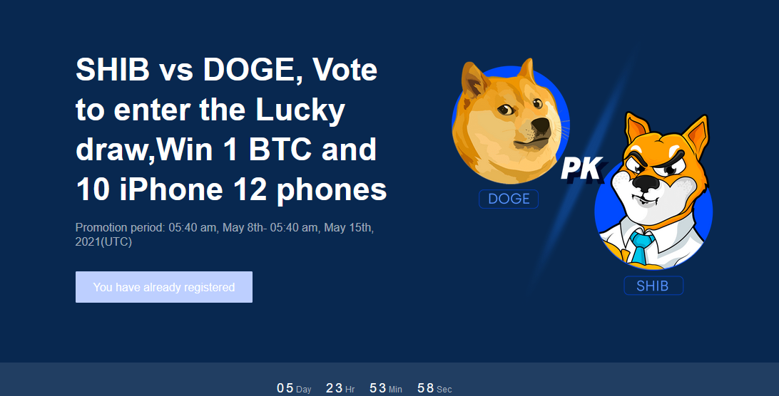 OKEx DOGE versus SHIB campaign