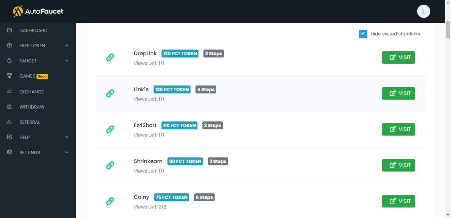 AutoFaucet shortlinks