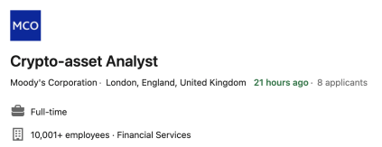Moody's Crypto-Asset Analyst vacancy