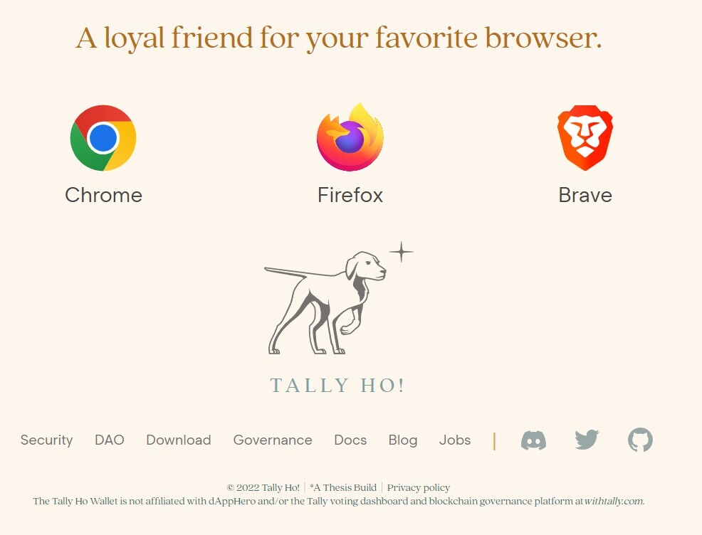 Tally Ho Browser extension options