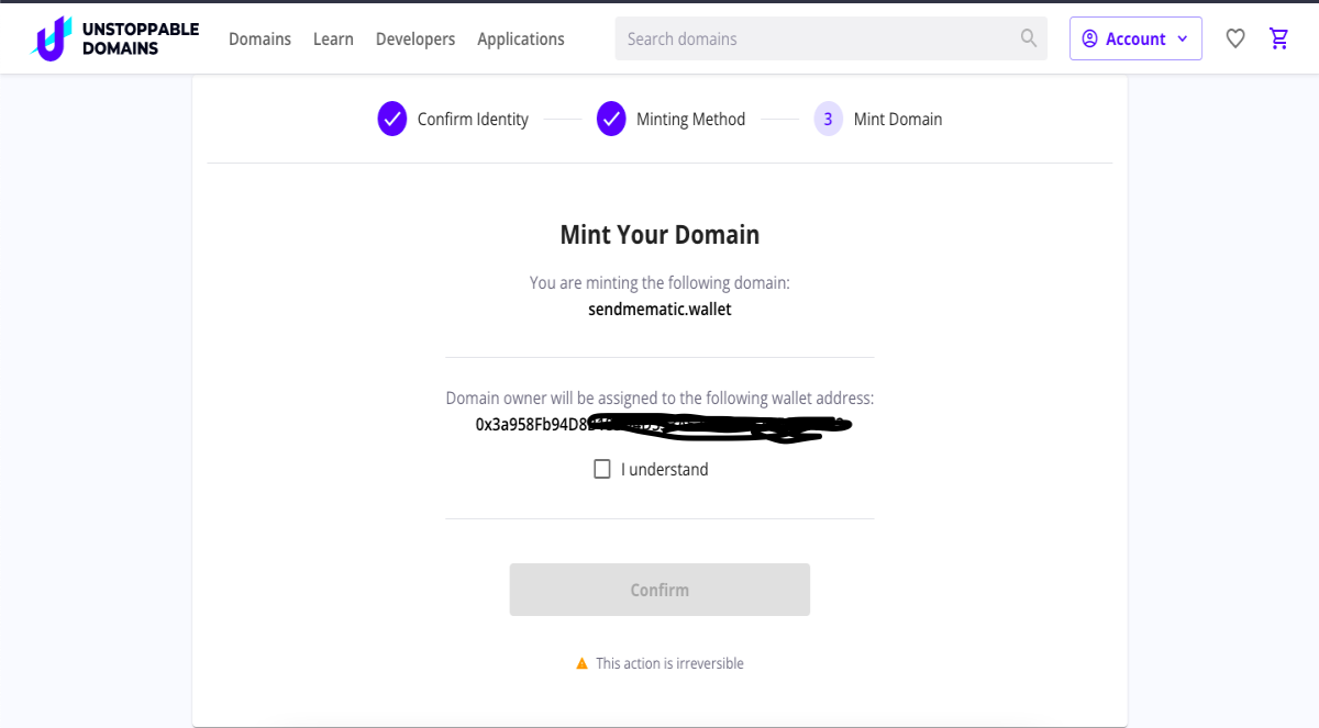 unstoppable domain message 2