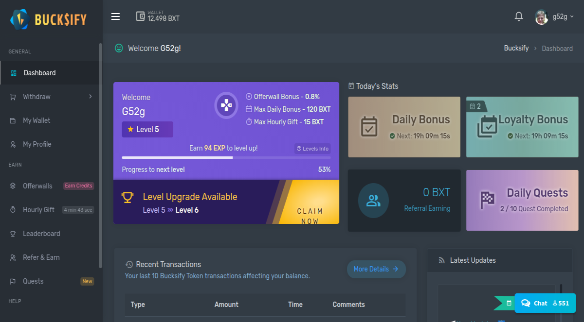Bucksify Dasboard