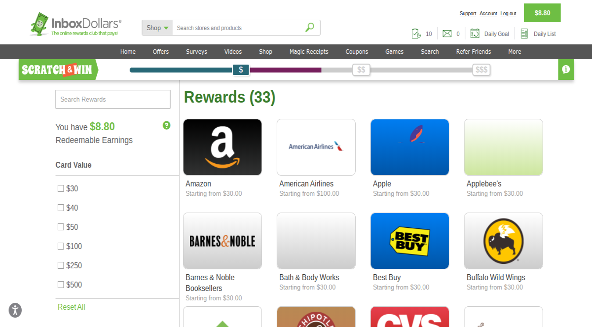 Inbox Dollars Giftcards