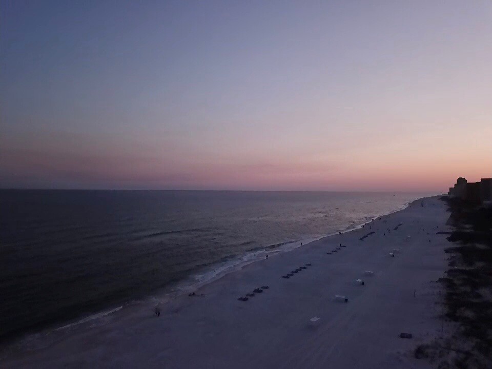 moody shot of beach at sunset