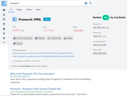 A private search on Presearch