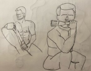 Briden sitting in two positions - 5-minute timed pencil sketches