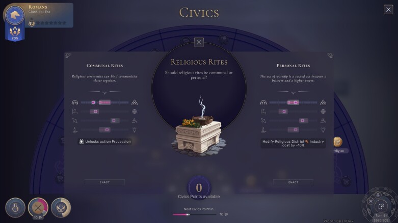 Civics screen