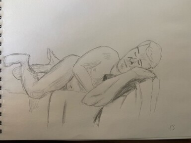 Jason napping - 15-minute timed life sketch in pencil
