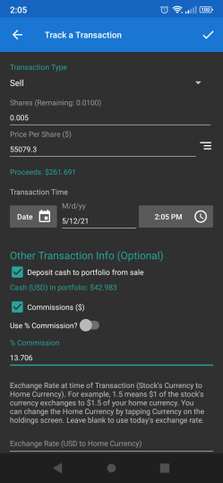 Selling an asset