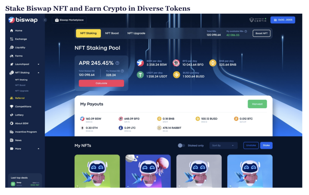 Biswap NFT staking &amp; earn