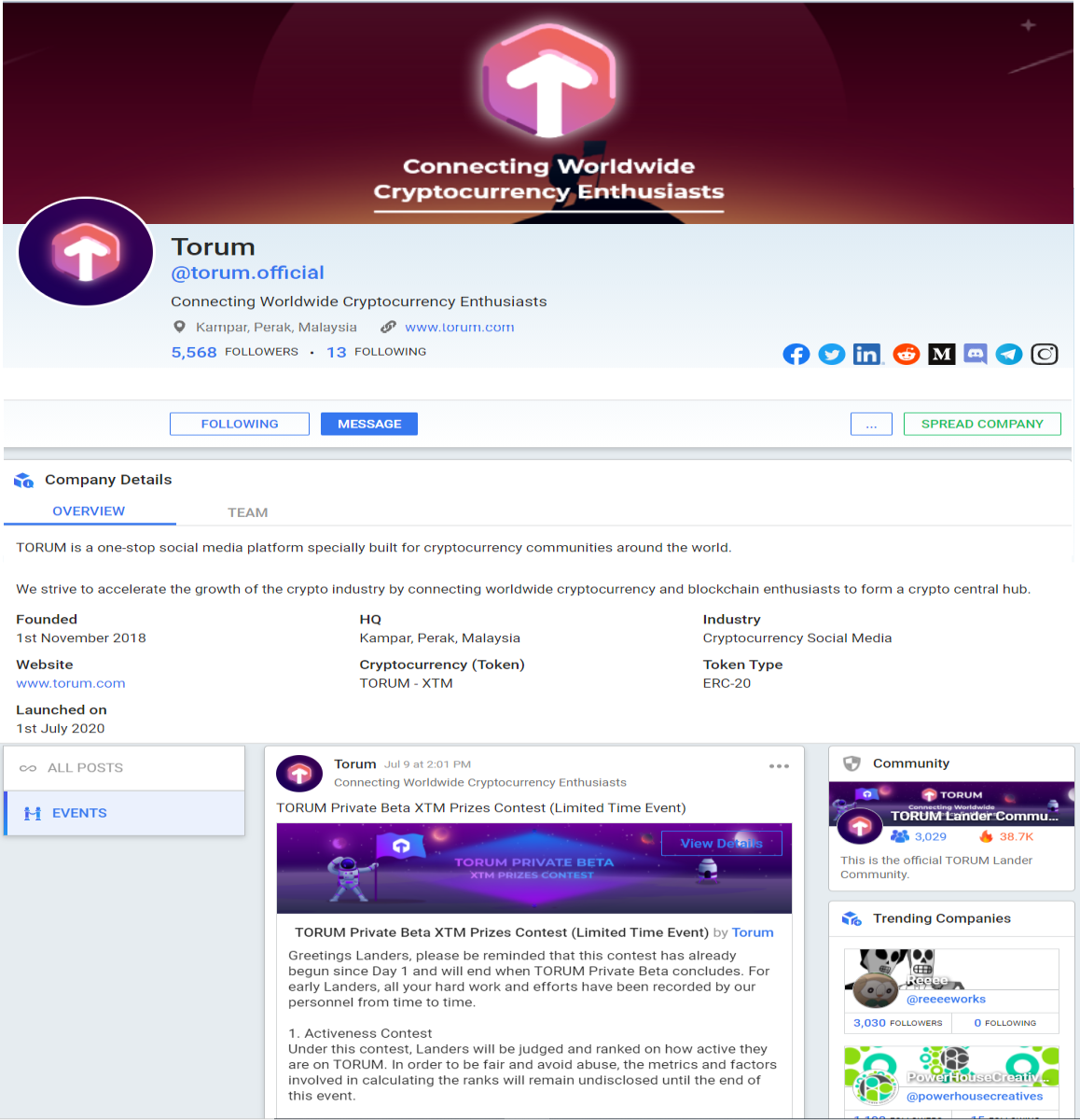 Torum Company Front Page