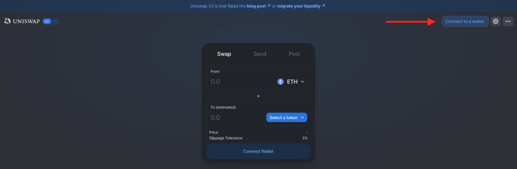 The Uniswap interface
