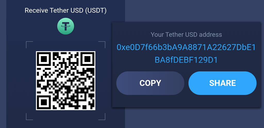 image of Atomic Wallet UI for receiving USDT, it also display my USDT address for receiving tokens.