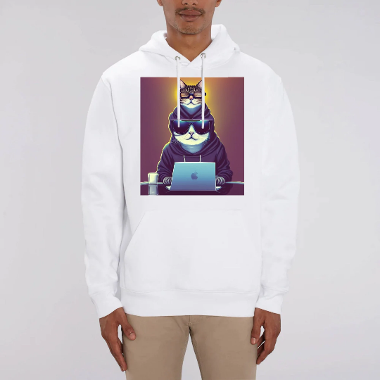 ai generated cat on a white sweatshirt
