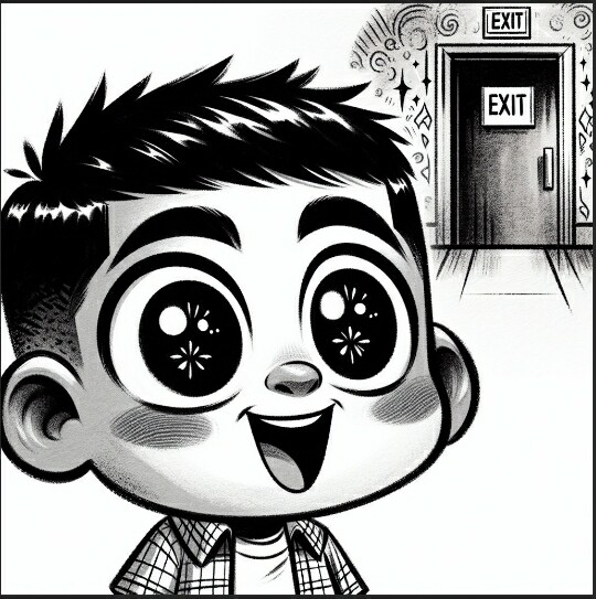 Happy guy exit