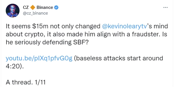 CZ tweet
