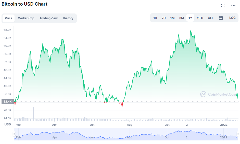 Bitcoin 1 year chart