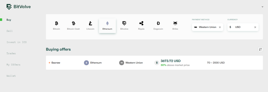 How to buy Ethereum with Western Union on Bitvalve