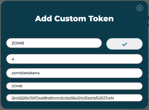 ZOMB Add custom token