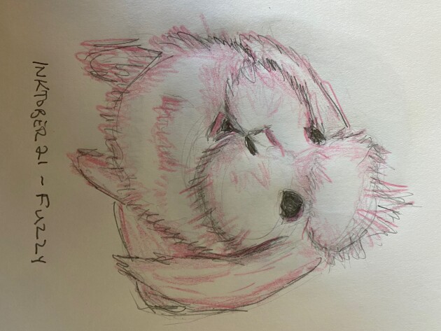 Fuzzy bunny - pencil and colored pencil