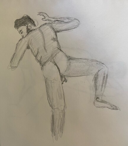 Pinto reclining - 15 minute timed pencil sketch