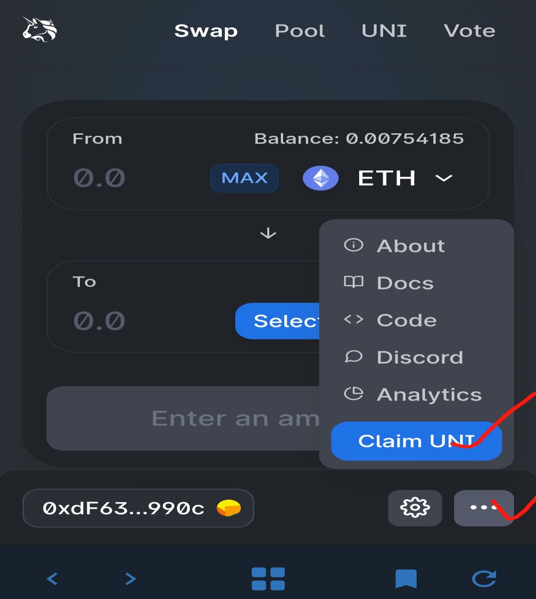 click claim uni
