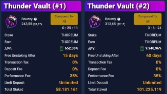 ⚡THOREUM⚡ Thunder Vaults Have Been Launched As Promised. Token Reflection + Autocompounding Staking Is Finally Real!