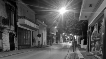 My city at night , no people no cars , only lights . Must keep the light in our hearts.