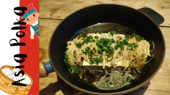 Mushrooms and Tofu Braised in Sake