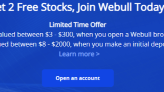 Two Free Stocks ny WEBULL when depositing 5$ or more (new users only)