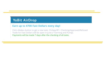 Airdrop on the exchange Yobit. 4700 fustdollars every day!
