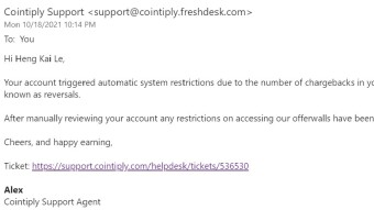 Barred by Cointiply to use some features