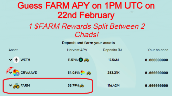 Guess the Profit Share of Harvest.Finance APY - 1 $FARM ($350 value) Rewards!