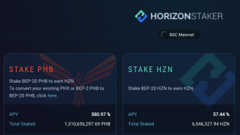 Stake PHB on staker.horizonprotocol.com and earn HZN with more than 500% APY