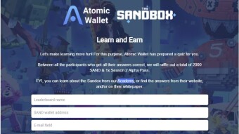 Learn and EARN SAND via Atomic Wallet
