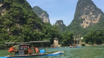 Guilin. Part 12. Yangshuo, a walk along the river on a raft.