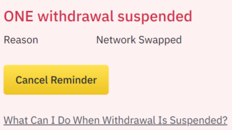 Binance suspends ONE withdrawals