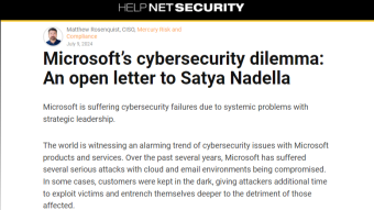 Microsoft in Cybersecurity Leadership Crisis – Open Letter to the CEO