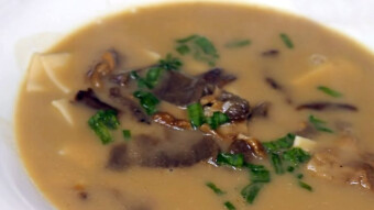 Vegetarian mushroom soup made of dried porcini mushrooms
