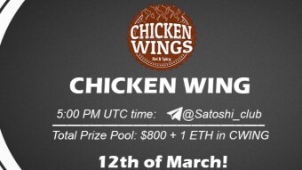 Join the AMA of Satoshi Club x CHICKEN WING. Rewards: 800$ + 1 ETH in CWING, March 12th.