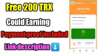New Free TRX cloud mining site 200 TRX free payment proof included