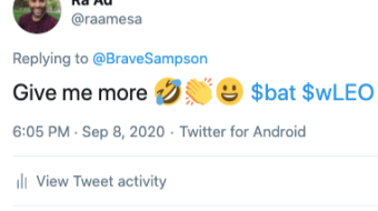 My first BAT tip on Twitter - Brave Browser